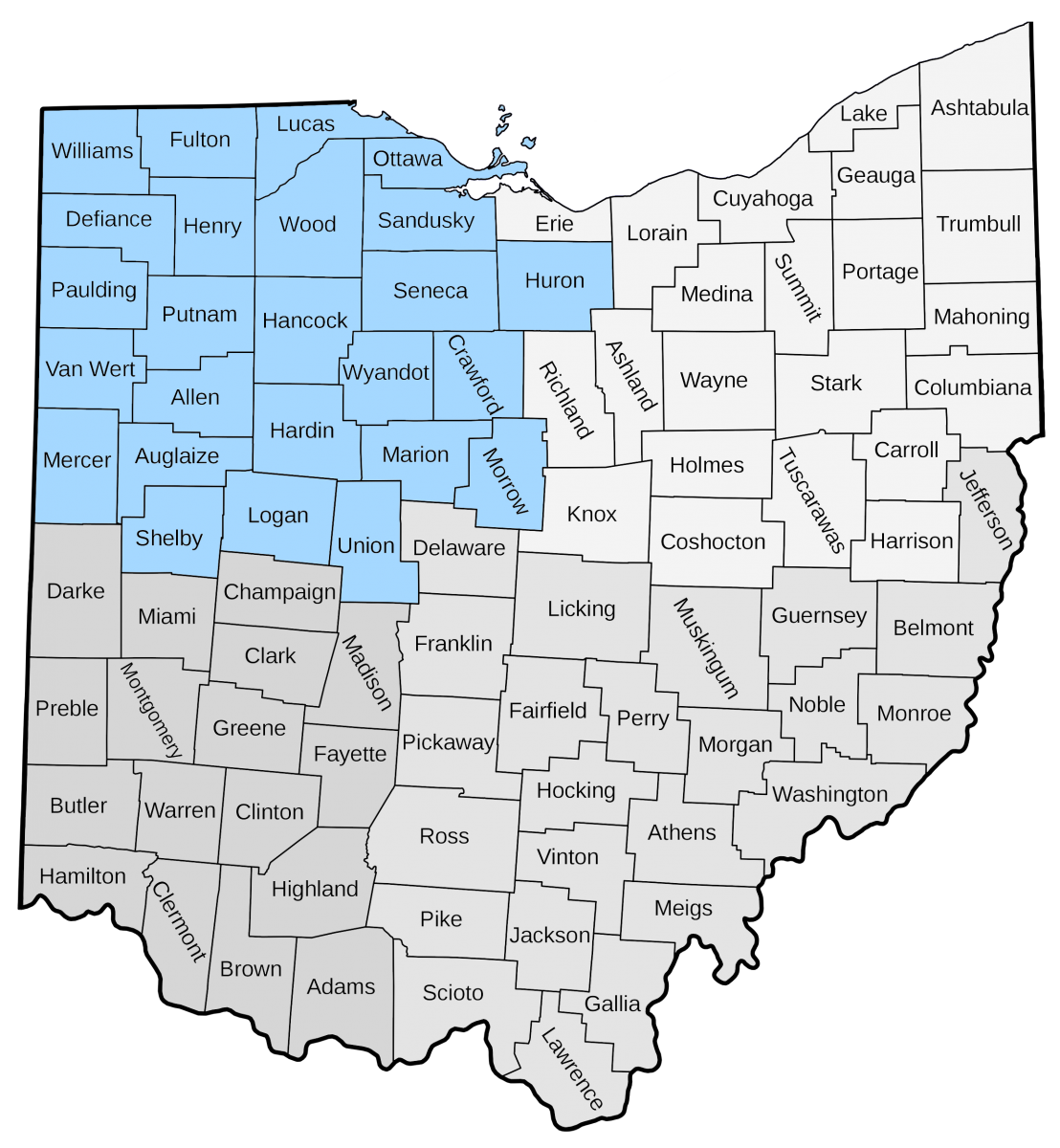 Map of Northwest Ohio